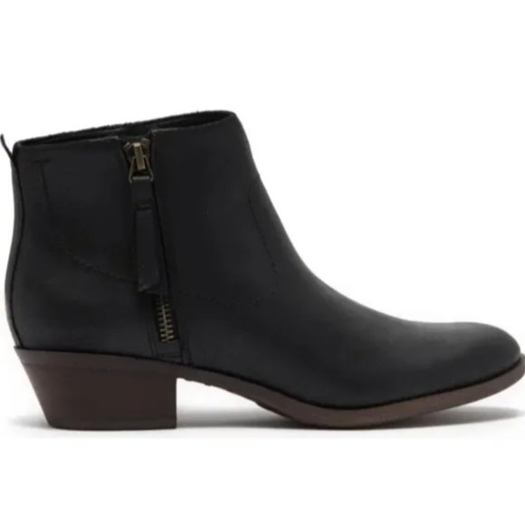 NWT Lucky Brand Leather Blandre Round Toe Zip Up Ankle Boots Black & Brown 7.5 - Picture 6 of 13